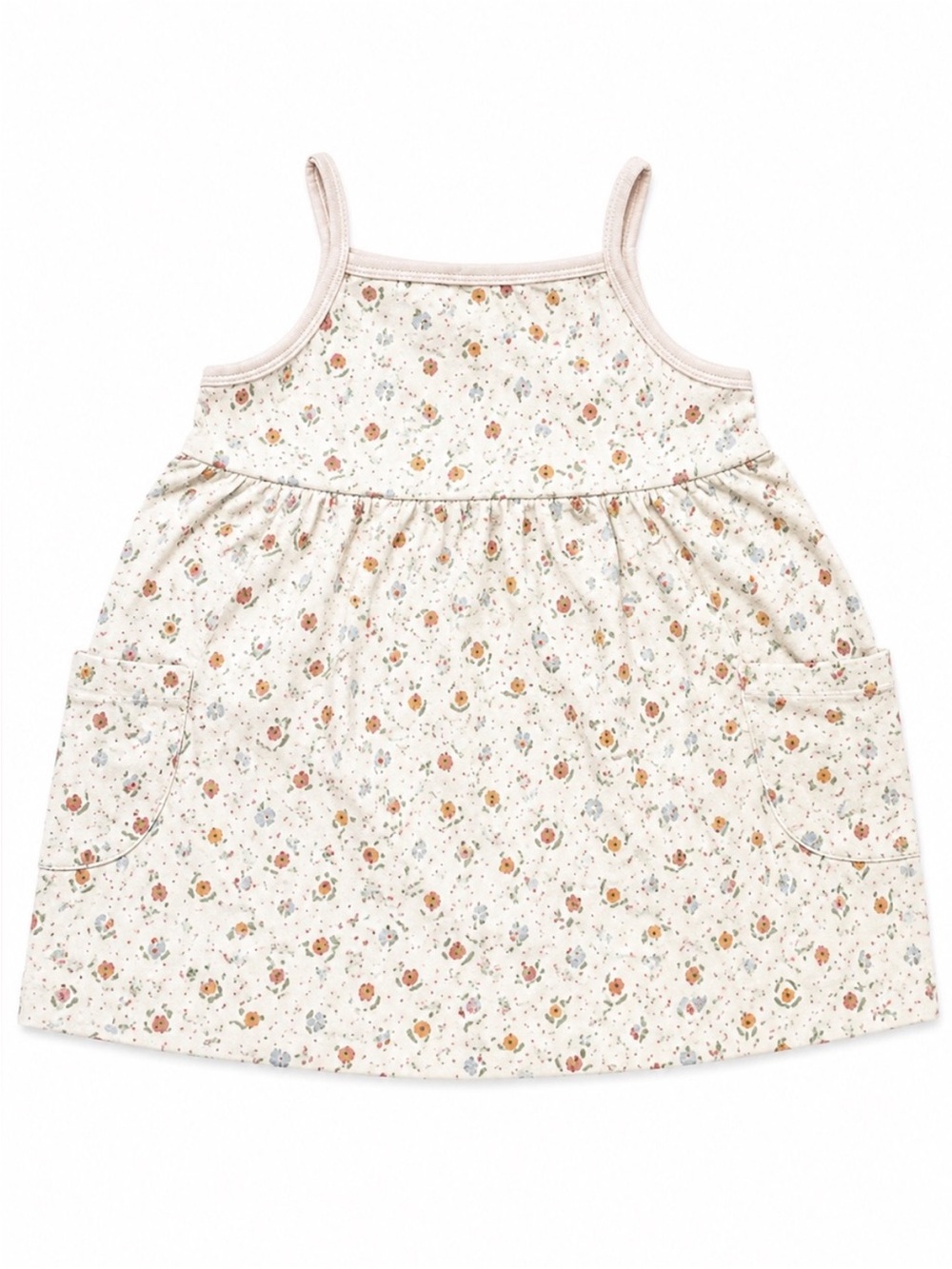 Rabbit + Bear Organic Cotton Floral Pocket Sundress in Cream